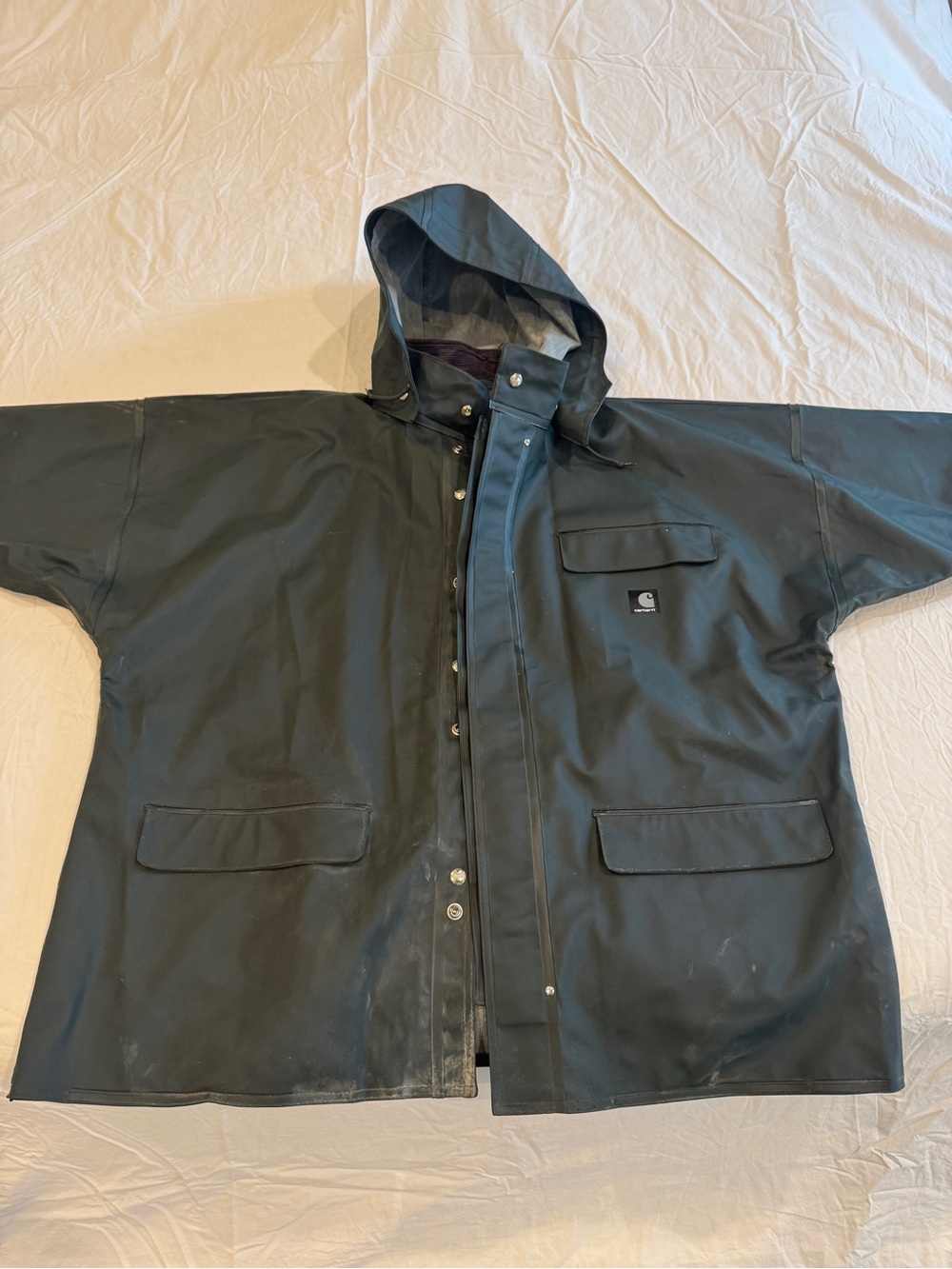 Carhartt Dark Green  Hooded Raincoat with Flap Pockets